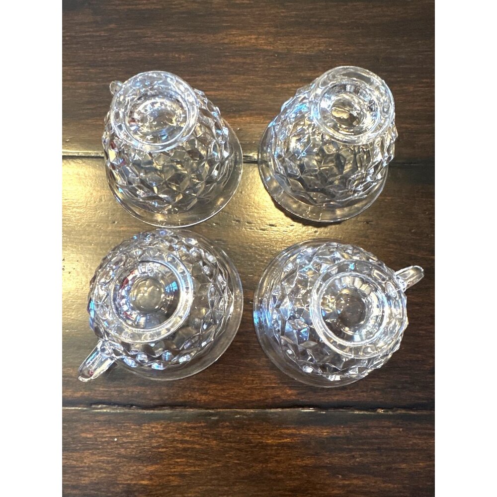 Set of 4 Vintage Fostoria American Clear Footed Punch Cups Cubist Pattern - Picture 6 of 8